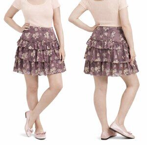 Ralph Lauren Mini Skirt Georgette Ruffle Tiered 20W floral balletcore coquette